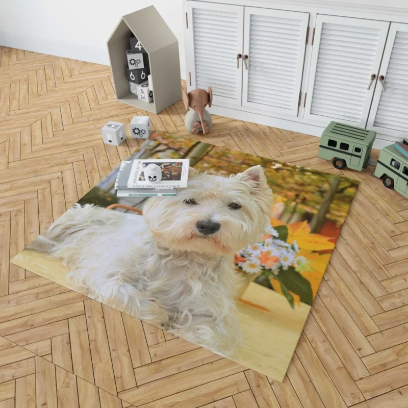 White Terrier Cute Playfulness Rug 1