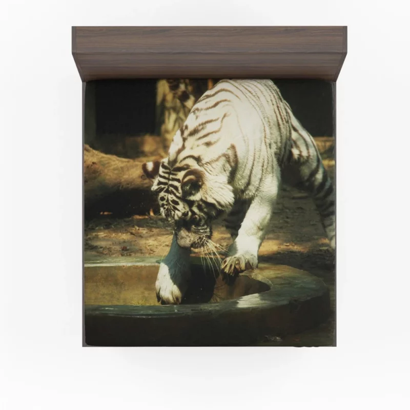 White Tiger Enigmatic Gaze Mystical Majesty Fitted Sheet 1