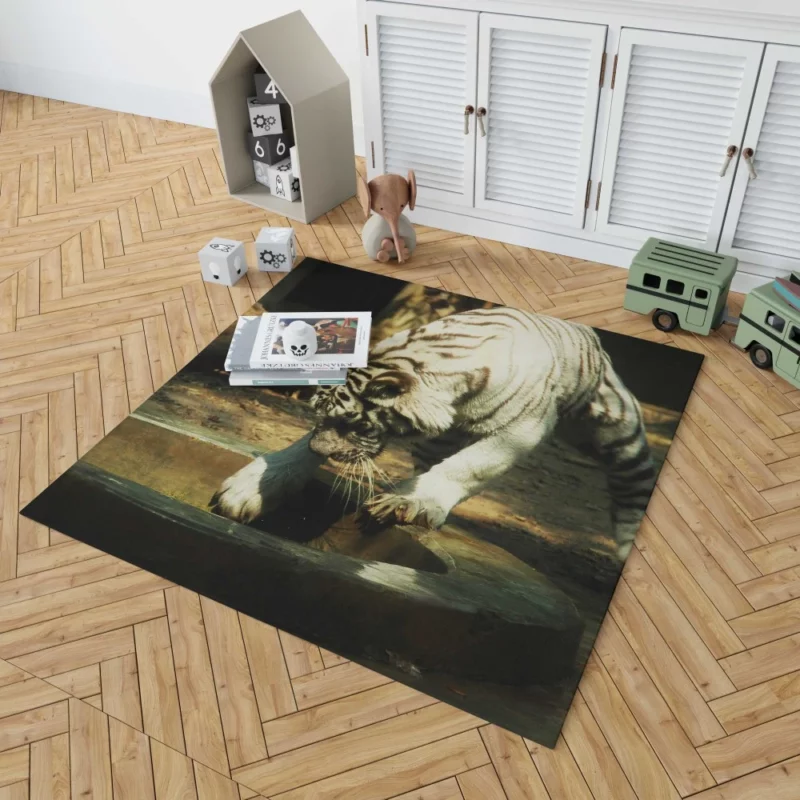 White Tiger Enigmatic Gaze Mystical Majesty Rug 1