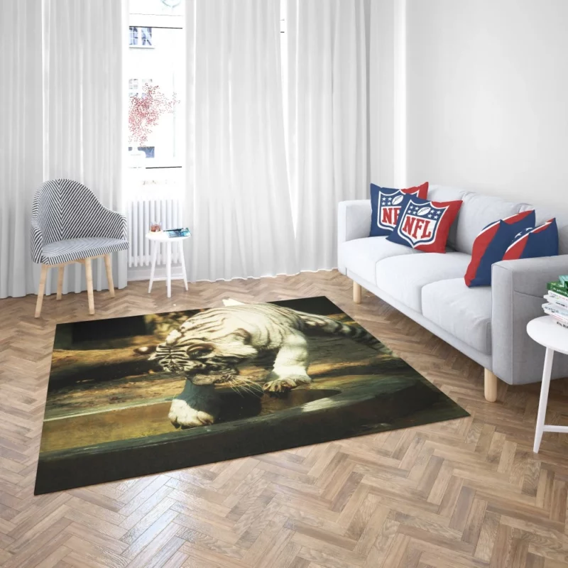 White Tiger Enigmatic Gaze Mystical Majesty Rug 2