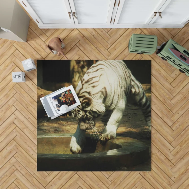 White Tiger Enigmatic Gaze Mystical Majesty Rug