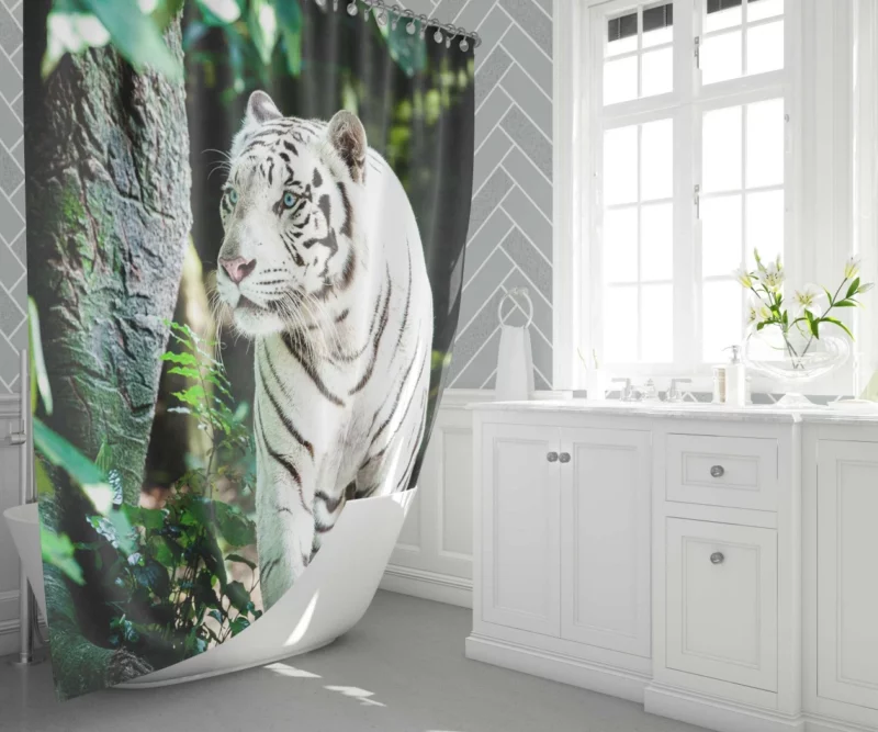 White Tiger Majestic Aura Shower Curtain 1