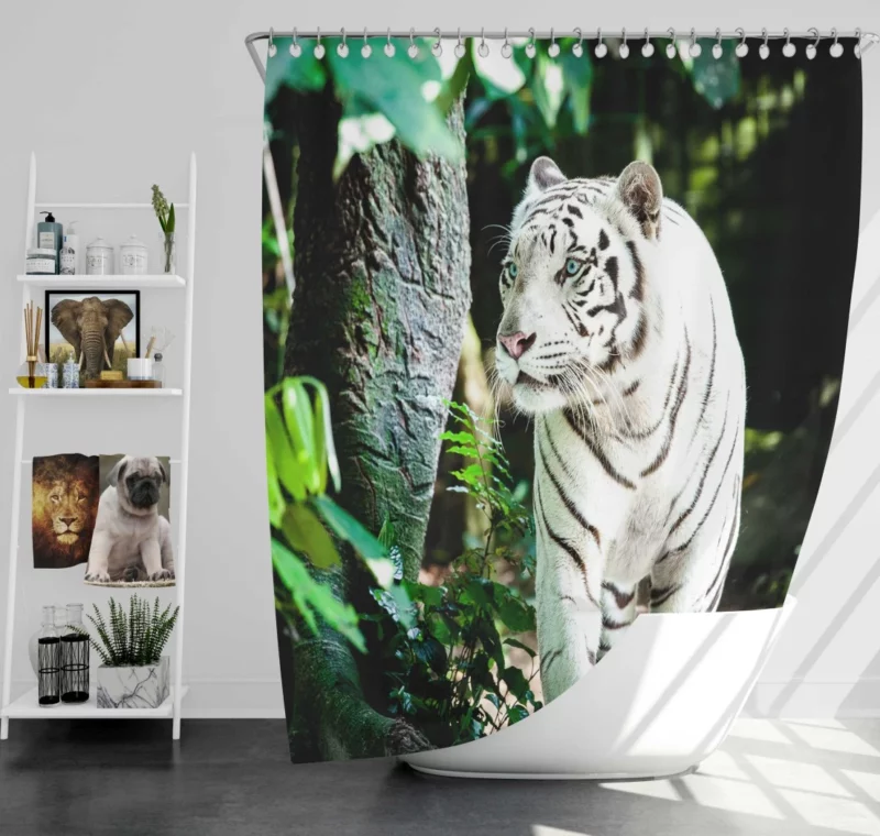 White Tiger Majestic Aura Shower Curtain