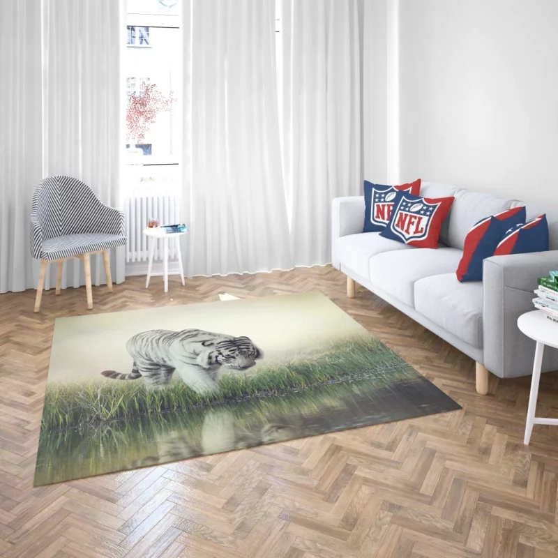 White Tiger Reflective Gaze Regal Majesty Rug 2