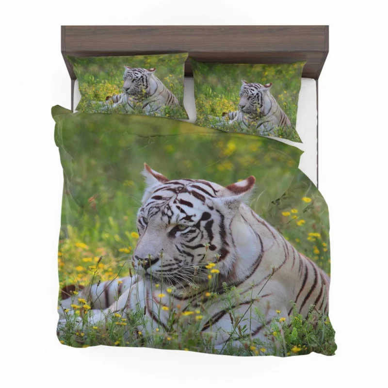 White Tiger Striking Gaze Enigmatic Beauty Bedding Set 1