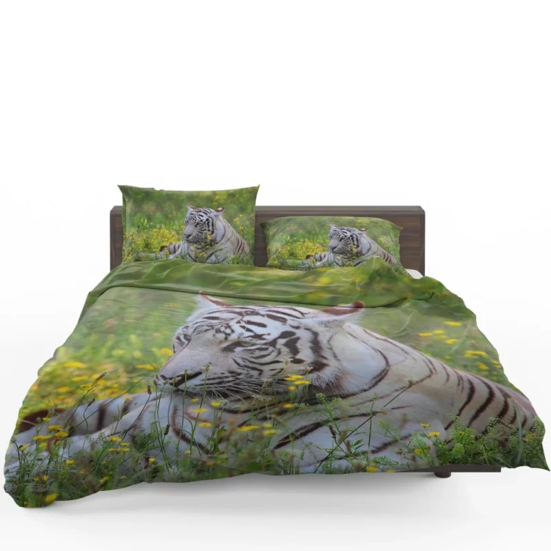 White Tiger Striking Gaze Enigmatic Beauty Bedding Set