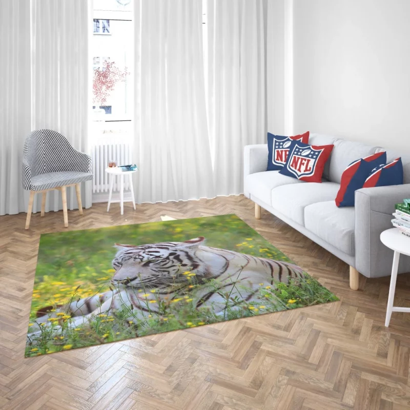 White Tiger Striking Gaze Enigmatic Beauty Rug 2