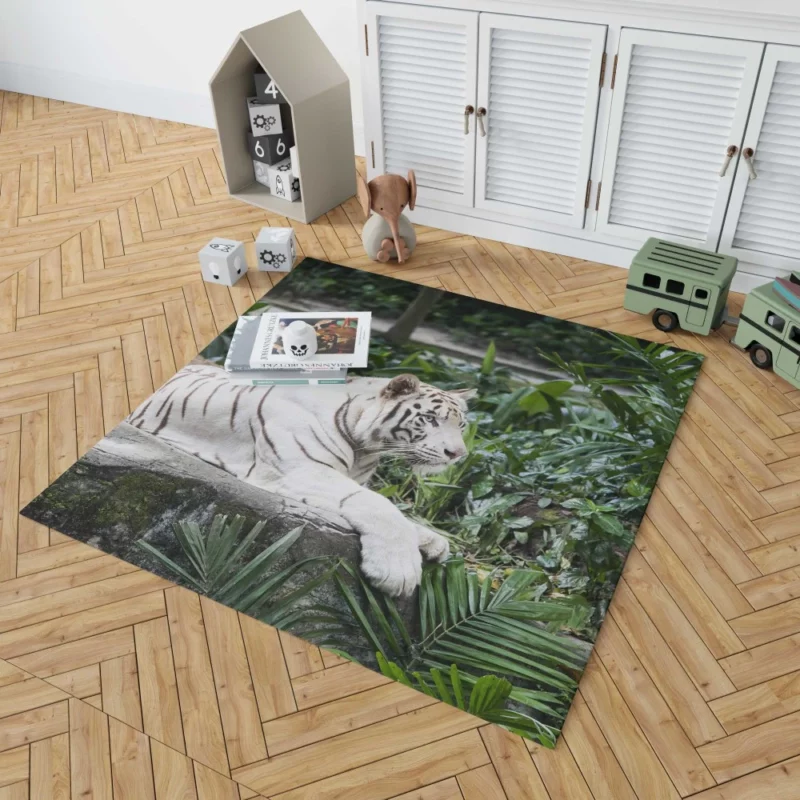 White Tiger Zoo Majesty Striking Beauty Rug 1