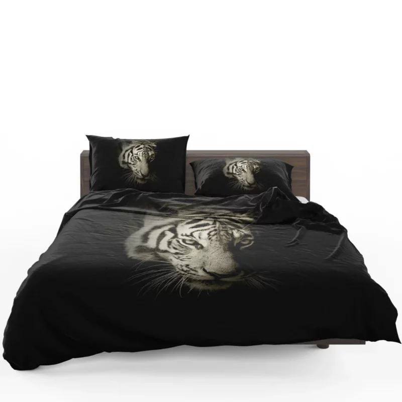 White Tiger in Darkness Mysterious Beauty Bedding Set