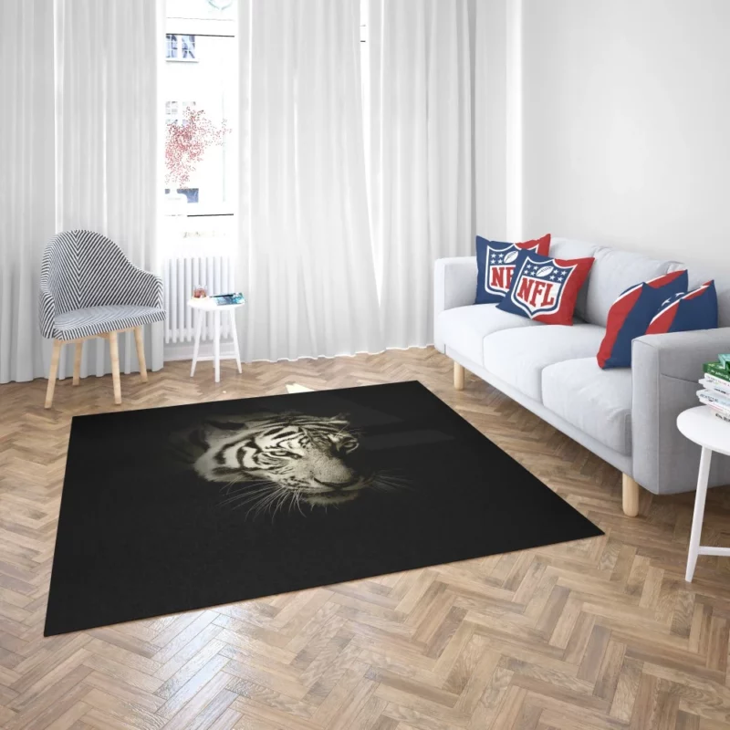 White Tiger in Darkness Mysterious Beauty Rug 2