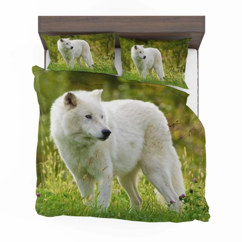 White Wolf Amidst Blossoms Majestic Aura Bedding Set 1