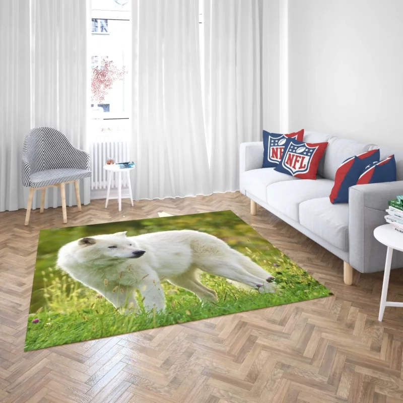 White Wolf Amidst Blossoms Majestic Aura Rug 2