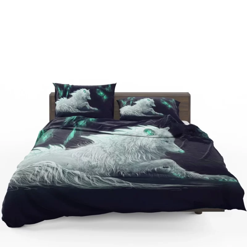 White Wolf in Arctic Fantasy Bedding Set