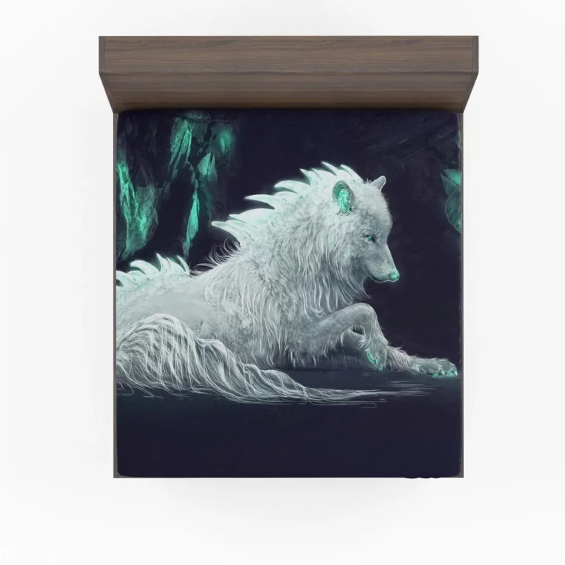 White Wolf in Arctic Fantasy Fitted Sheet 1