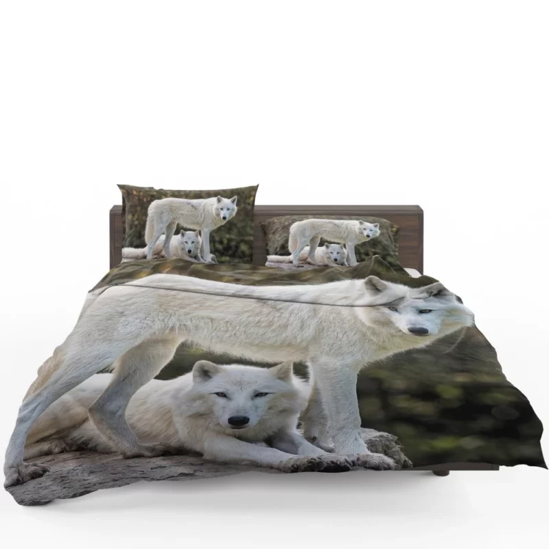 White Wolves Amidst Bokeh Arctic Majesty Bedding Set