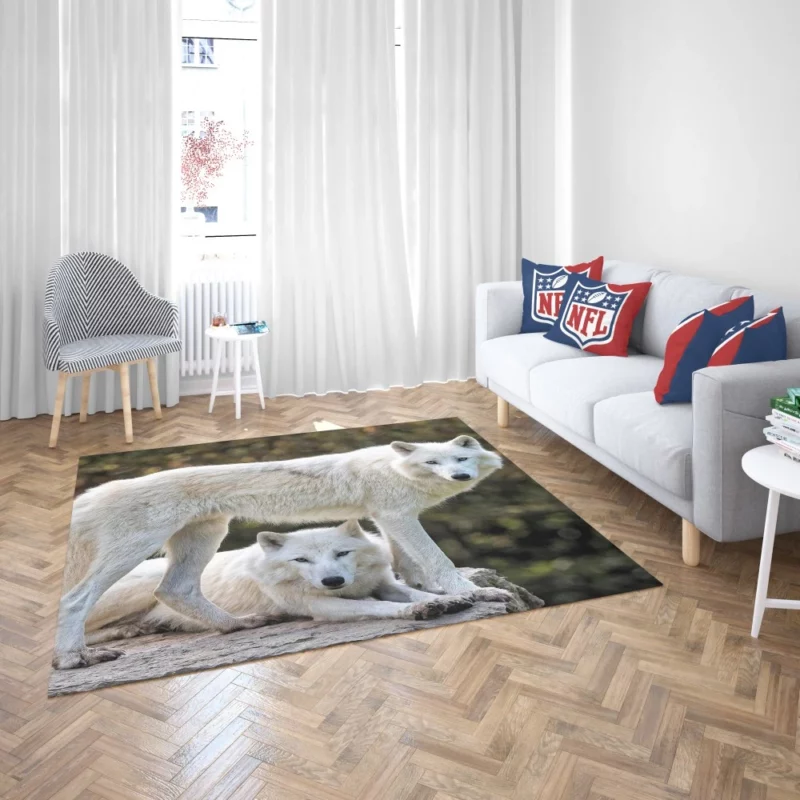 White Wolves Amidst Bokeh Arctic Majesty Rug 2