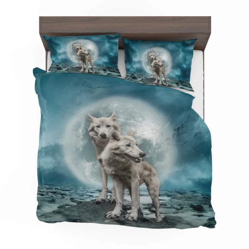 White Wolves Beneath the Moon Bedding Set 1