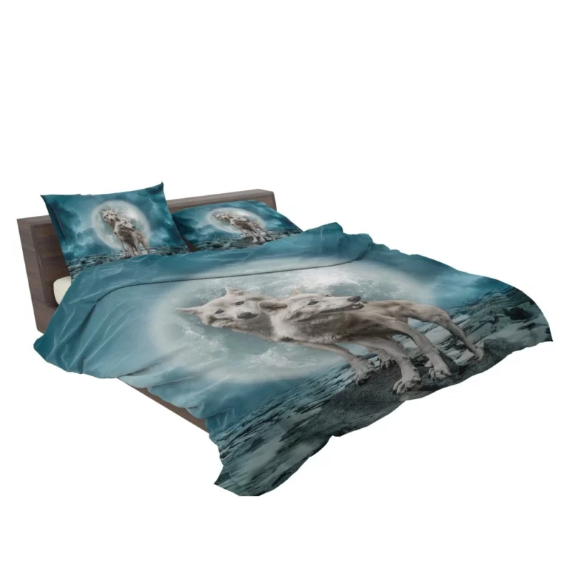 White Wolves Beneath the Moon Bedding Set 2