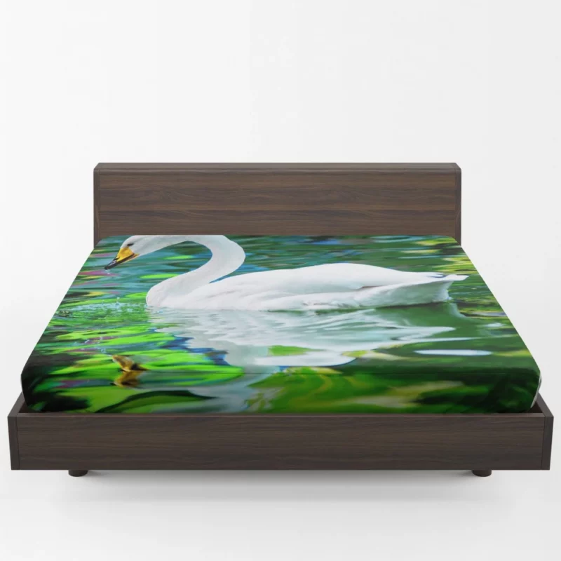 Whooper Swan Reflective Grace Water Beauty Fitted Sheet