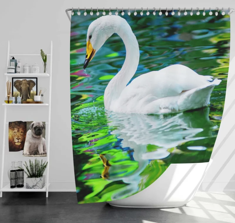 Whooper Swan Reflective Grace Water Beauty Shower Curtain