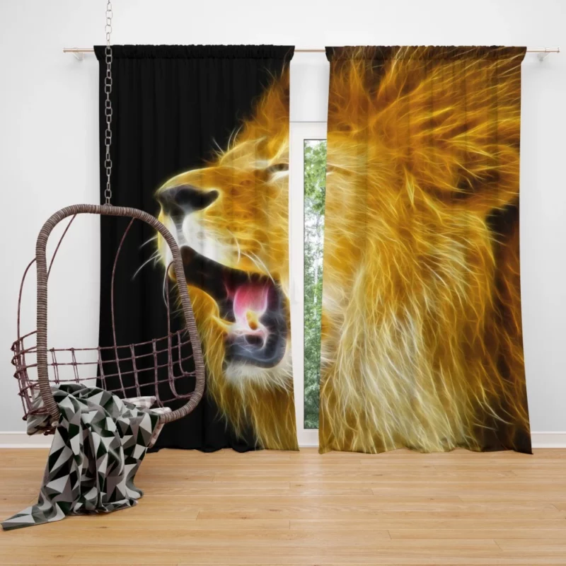 Wild Dominance Lion in Its Habitat Curtain