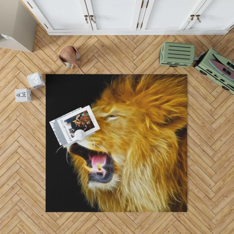 Wild Dominance Lion in Its Habitat Rug