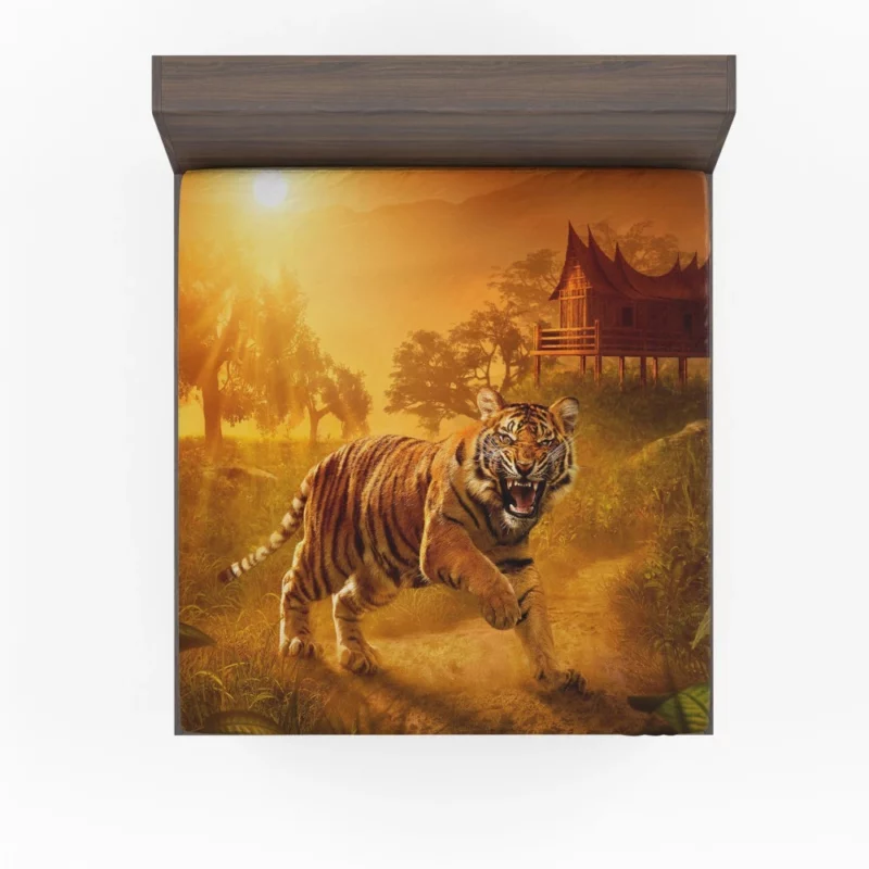 Wild Tiger Angry Roar in the Jungle Fitted Sheet 1