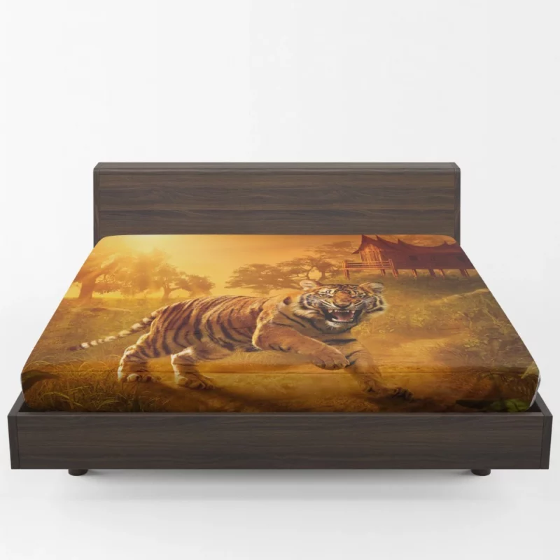 Wild Tiger Angry Roar in the Jungle Fitted Sheet