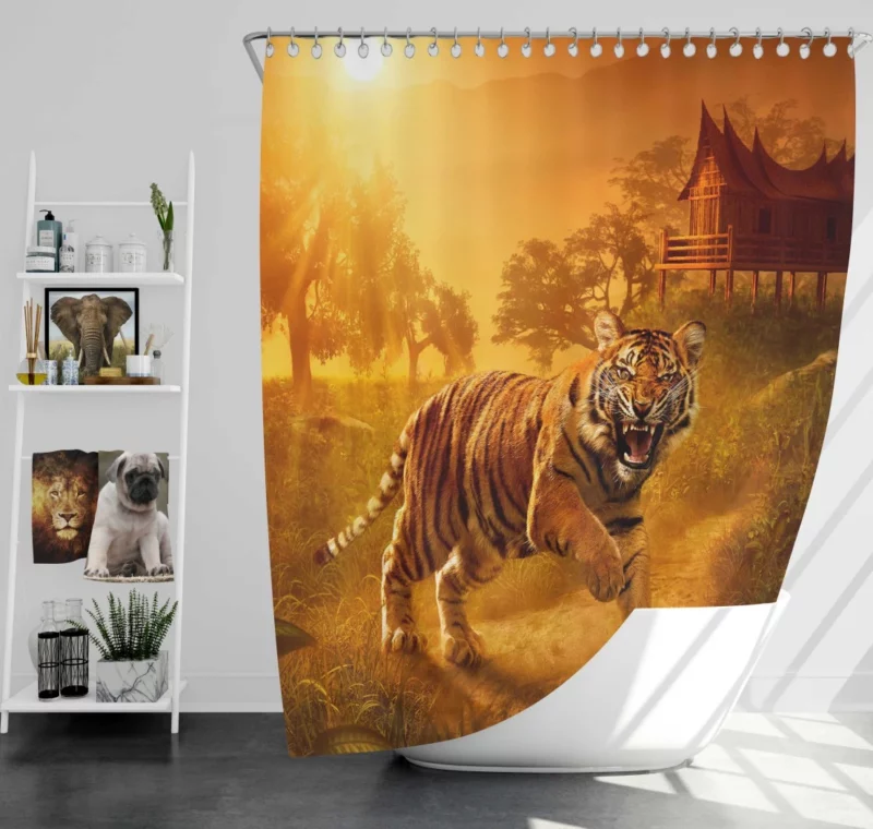 Wild Tiger Angry Roar in the Jungle Shower Curtain