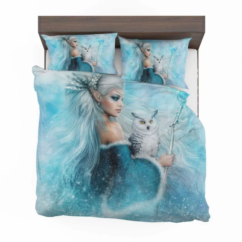 Winter Elf Queen with Snowy Owl Bedding Set 1