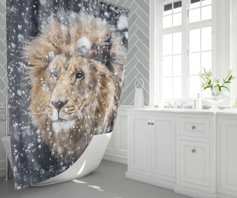 Winter Lion Majestic Portrait Regal Beauty Shower Curtain 1