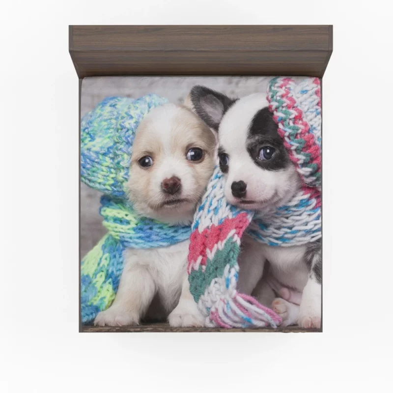 Winter Scarves & Puppy Delight Fitted Sheet 1