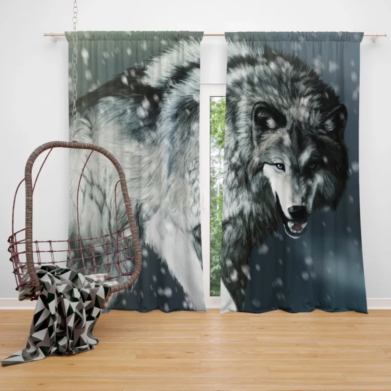 Winter Wolf Elegance Majestic Wilderness Curtain