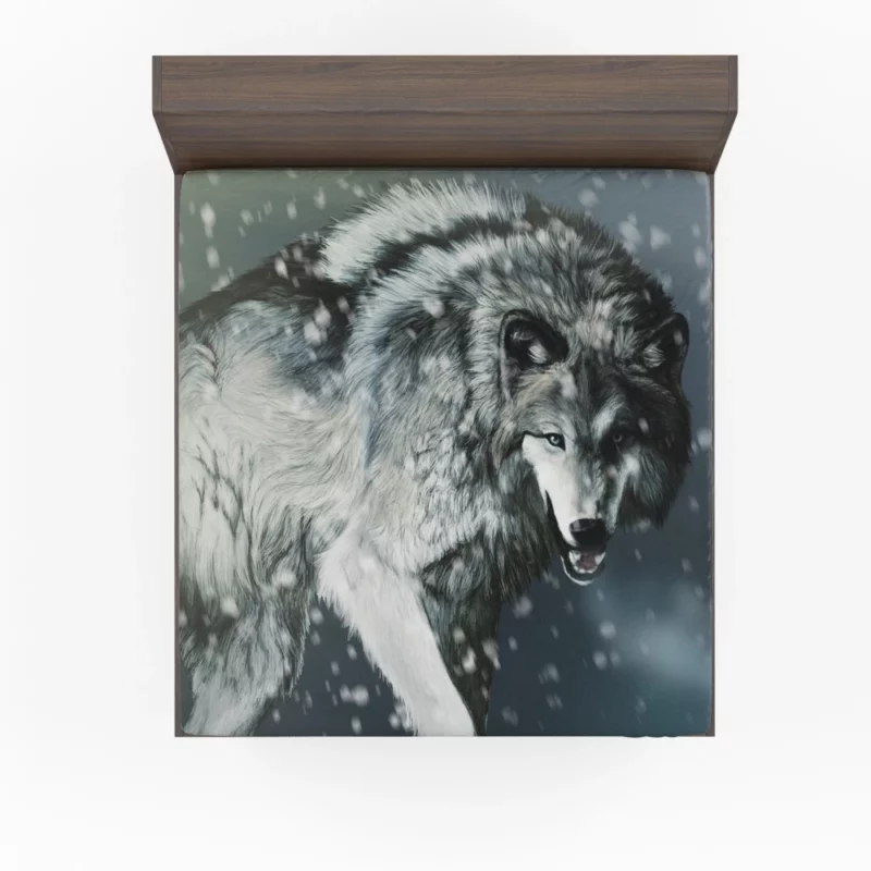 Winter Wolf Elegance Majestic Wilderness Fitted Sheet 1