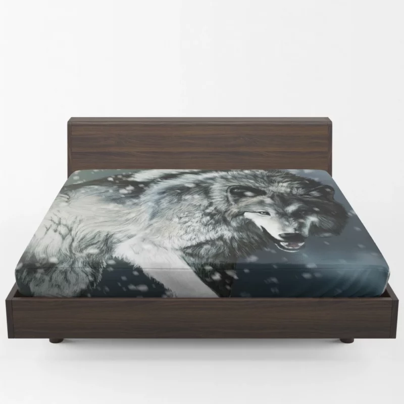 Winter Wolf Elegance Majestic Wilderness Fitted Sheet