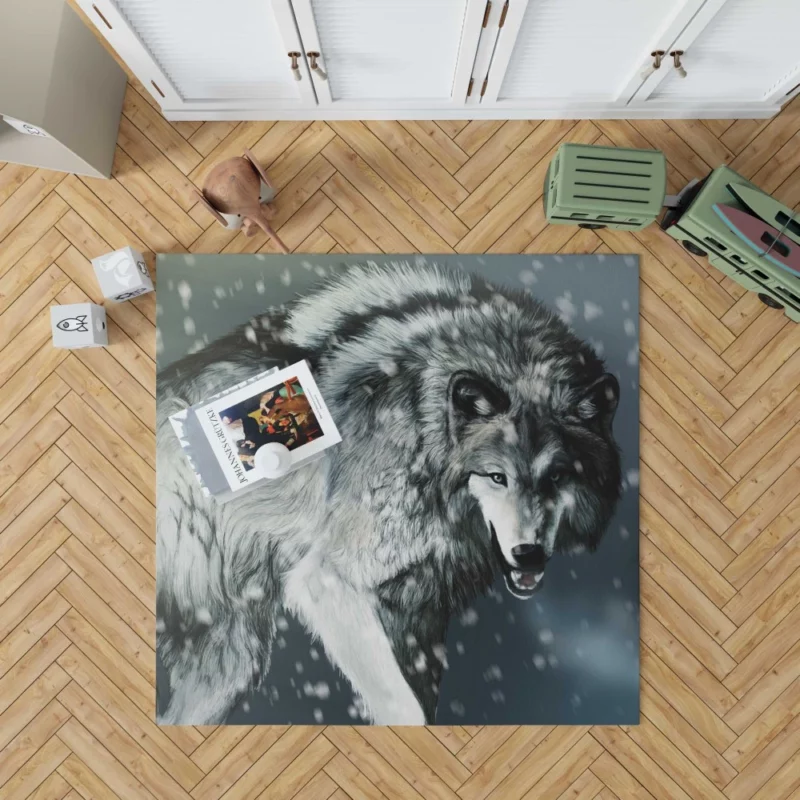 Winter Wolf Elegance Majestic Wilderness Rug