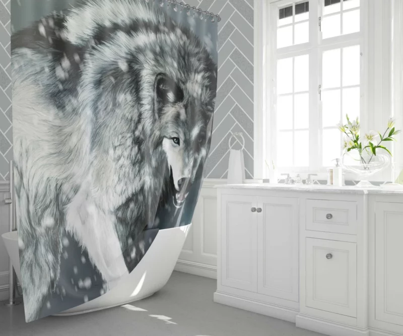 Winter Wolf Elegance Majestic Wilderness Shower Curtain 1