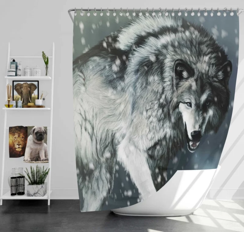 Winter Wolf Elegance Majestic Wilderness Shower Curtain