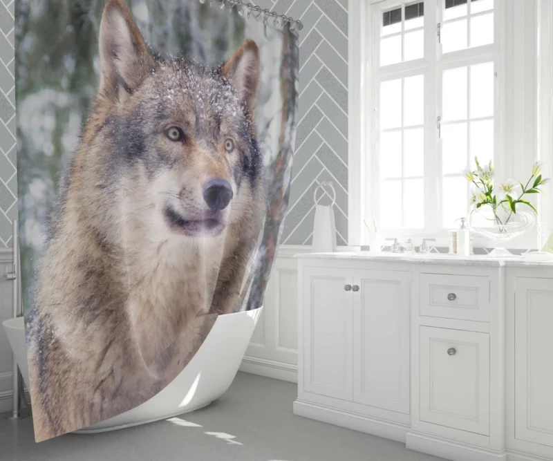 Winter Wolf Enchanted Stroll Shower Curtain 1