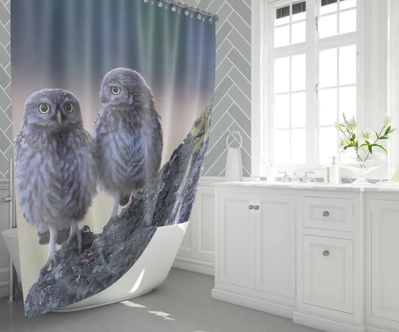 Wise Owls on Tree Branch Shower Curtain 1