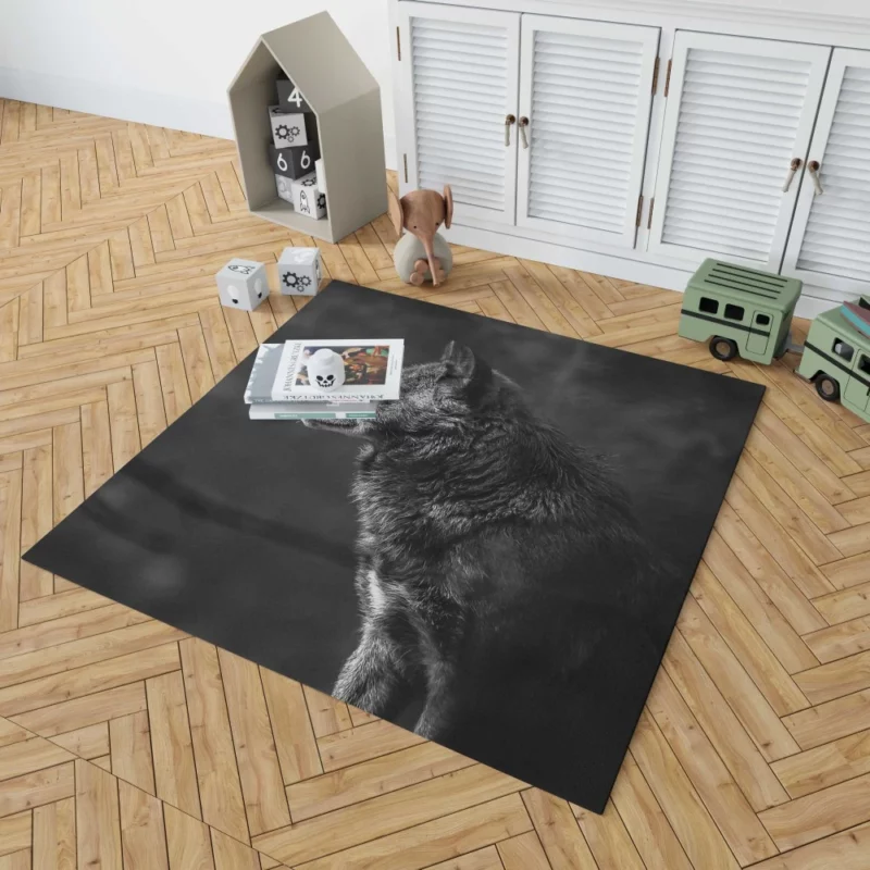 Wolf Black & White Muzzle Fierce Charm Rug 1