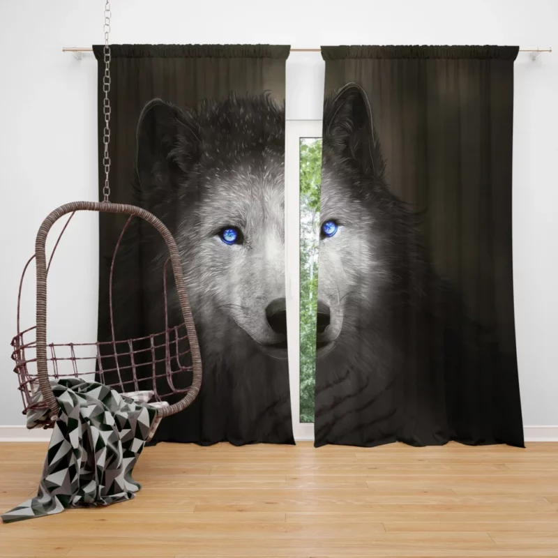 Wolf Blue Eyes Enchanting Mystique Curtain