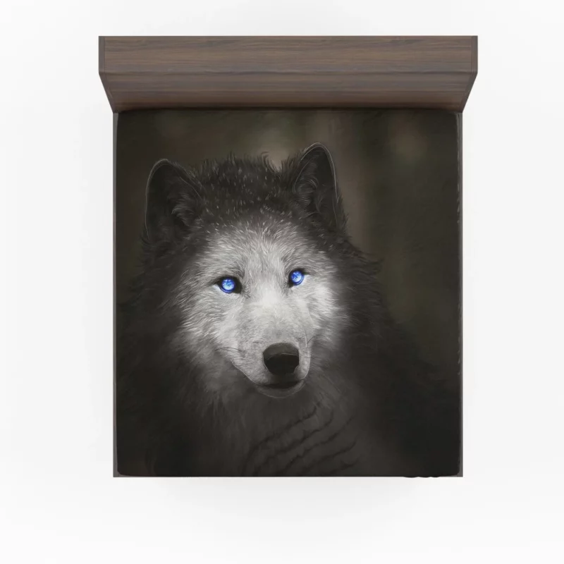 Wolf Blue Eyes Enchanting Mystique Fitted Sheet 1