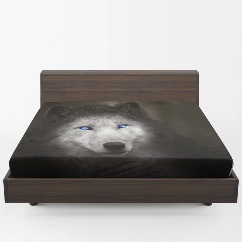 Wolf Blue Eyes Enchanting Mystique Fitted Sheet