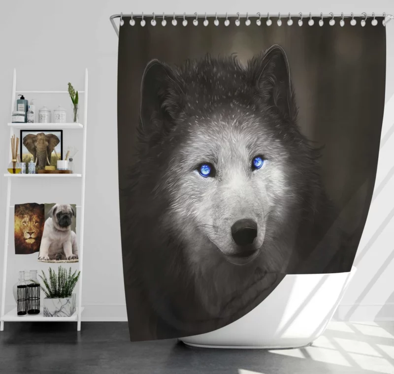 Wolf Blue Eyes Enchanting Mystique Shower Curtain