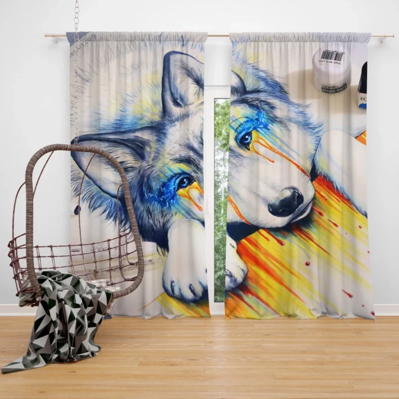 Wolf Fierce Gaze Curtain