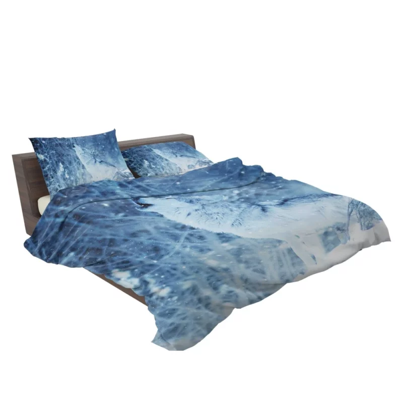 Wolf Howl in Winter Snowfall Bedding Set 2