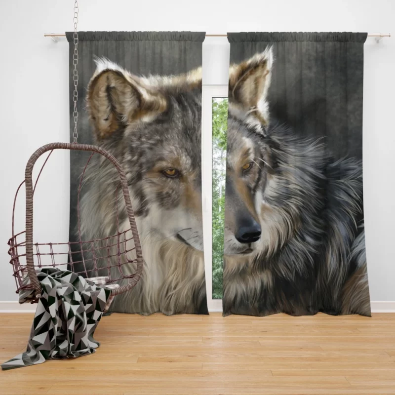 Wolf Intense Gaze Wilderness Majesty Curtain