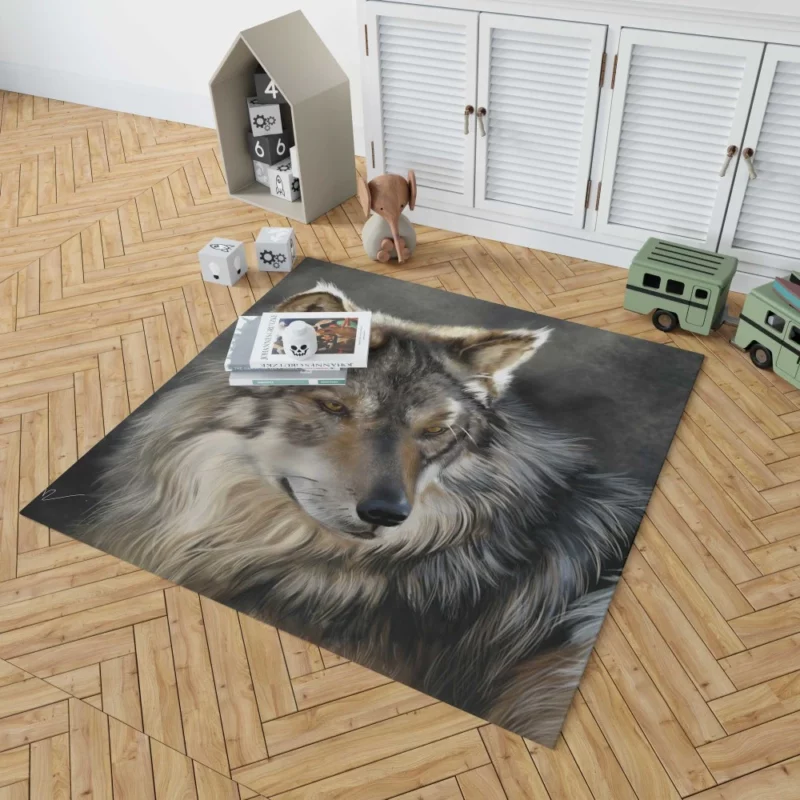 Wolf Intense Gaze Wilderness Majesty Rug 1