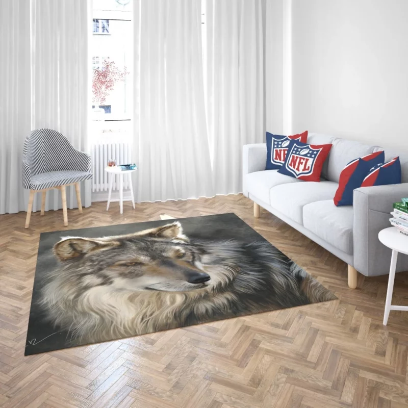 Wolf Intense Gaze Wilderness Majesty Rug 2